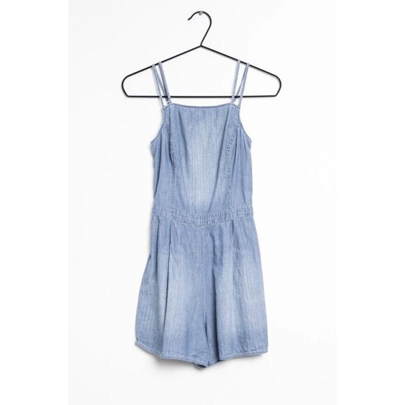 Hollister Romper Women's Medium Blue Light Denim Shorts Spaghetti Strap Summer - Picture 1 of 8
